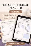 Crochet Project Planner (Editable) • Project Log + Yarn Inventory • Printable A4 & Tablet PDF - KnotlyStudioCo